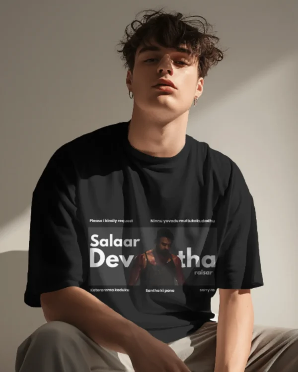 Premium Unisex Oversized and Crew Salaar T-Shirt Black.