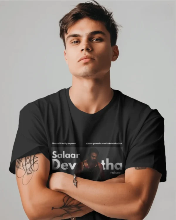 Premium Unisex Oversized and Crew Salaar T-Shirt Black. - Image 4